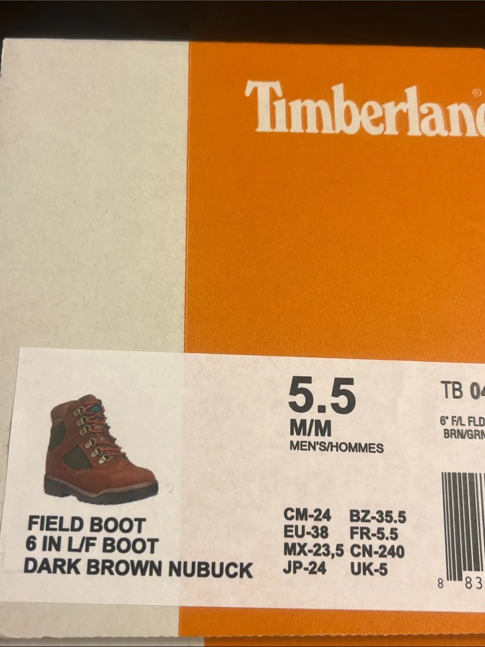 Timberland 6” Field Boots Brown Boys Youth Size 5.5